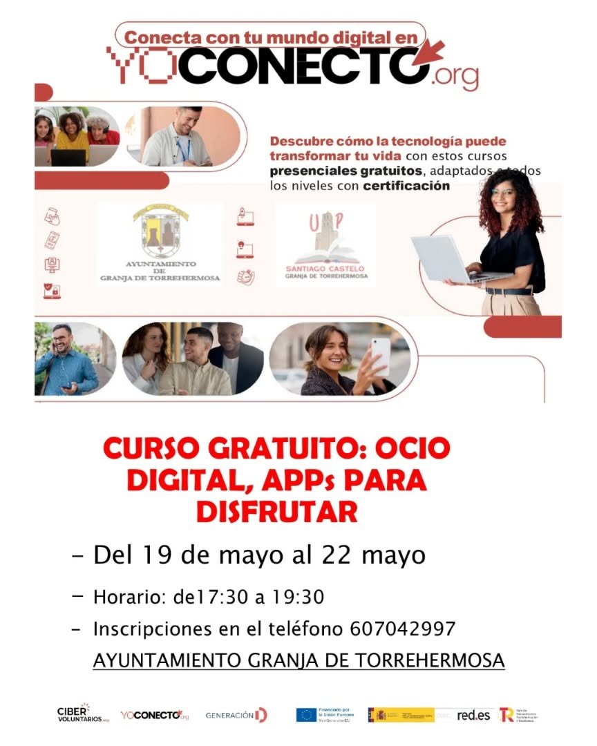 Curso gratuito en Granja de Torrehermosa: descubre cómo aprovechar el ocio digital y las apps más útiles
