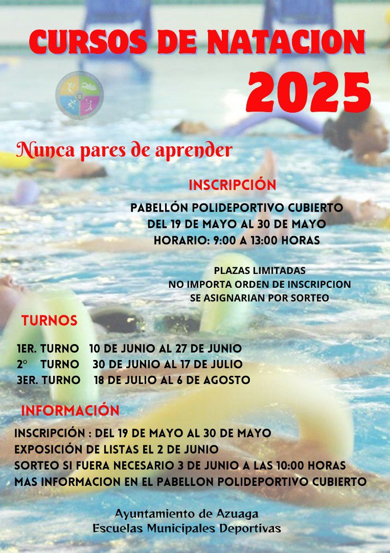 Abiertas las inscripciones para los Cursos de Natación 2025 en Azuaga