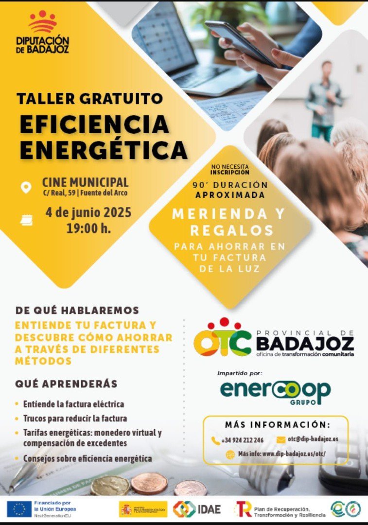 Taller gratuito sobre eficiencia energética en Fuente del Arco