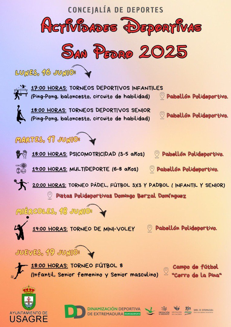 Usagre celebra San Pedro 2025 con una semana llena de deporte para todas las edades