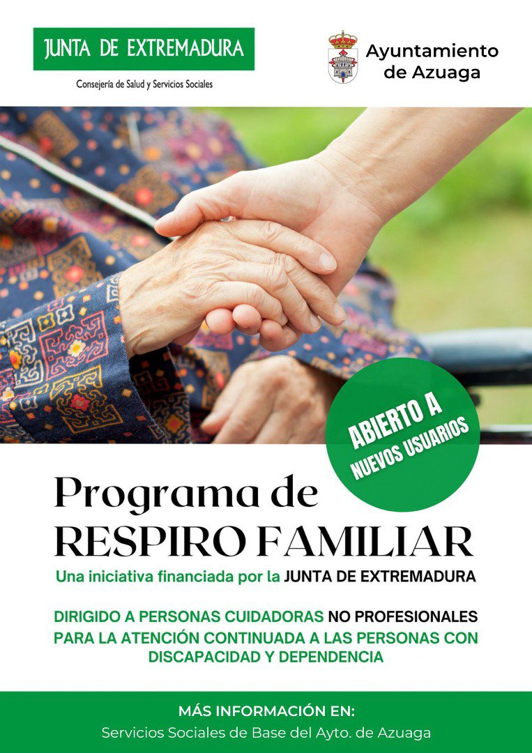 Azuaga amplía su apoyo a familias cuidadoras con el nuevo "Programa de Respiro Familiar"