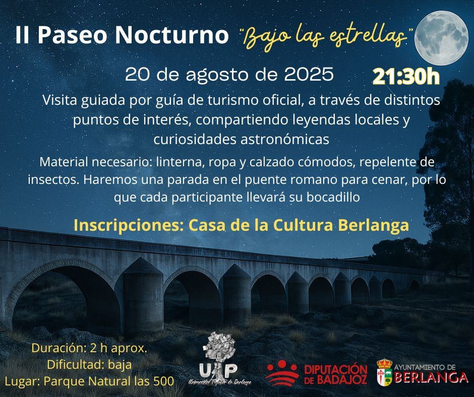 Berlanga organiza su II Paseo Nocturno “Bajo las estrellas” el 20 de agosto