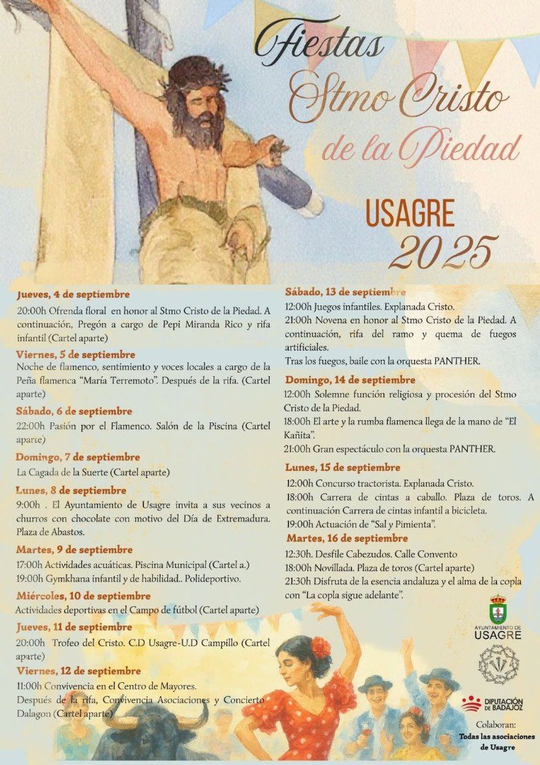 Usagre celebra sus Fiestas en honor al Santísimo Cristo de la Piedad 2025