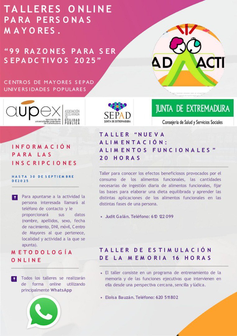 Talleres online para mayores dentro del programa “99 Razones para ser Sepadctivos 2025”