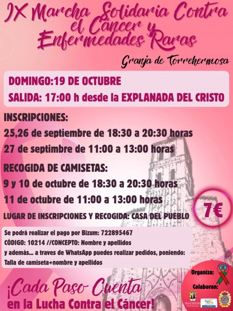 Granja de Torrehermosa acoge la IX Marcha Solidaria contra el Cáncer y Enfermedades Raras