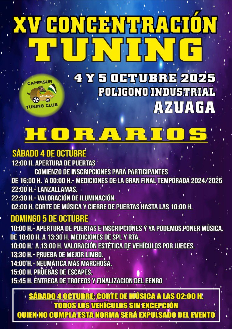 XV Concentración Tuning de Azuaga celebrará su 15º aniversario en octubre de 2025