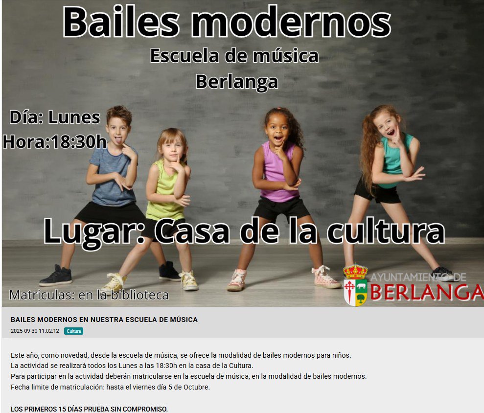 Berlanga amplía su oferta cultural con nuevas actividades en la Escuela Municipal de Música