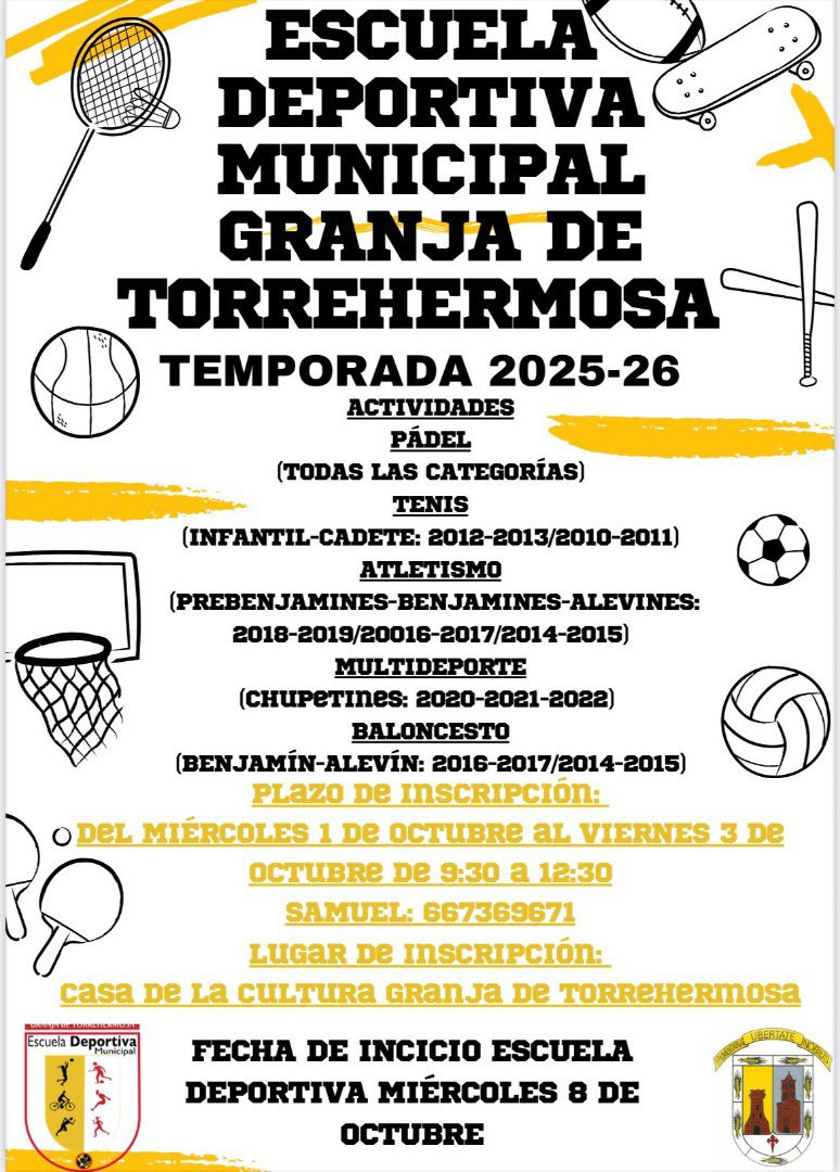 La Escuela Deportiva Municipal de Granja de Torrehermosa abre inscripciones para la temporada 2025-2026