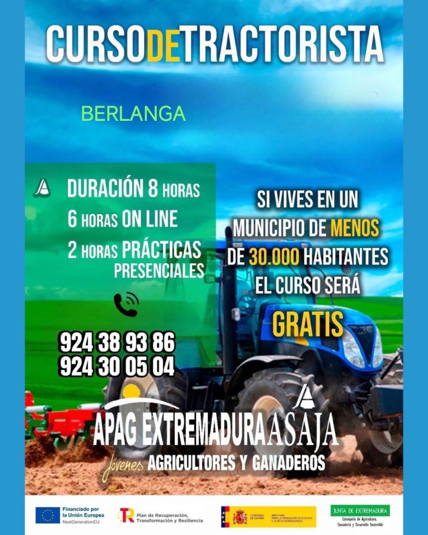 Berlanga acogerá cursos gratuitos de formación para agricultores y ganaderos