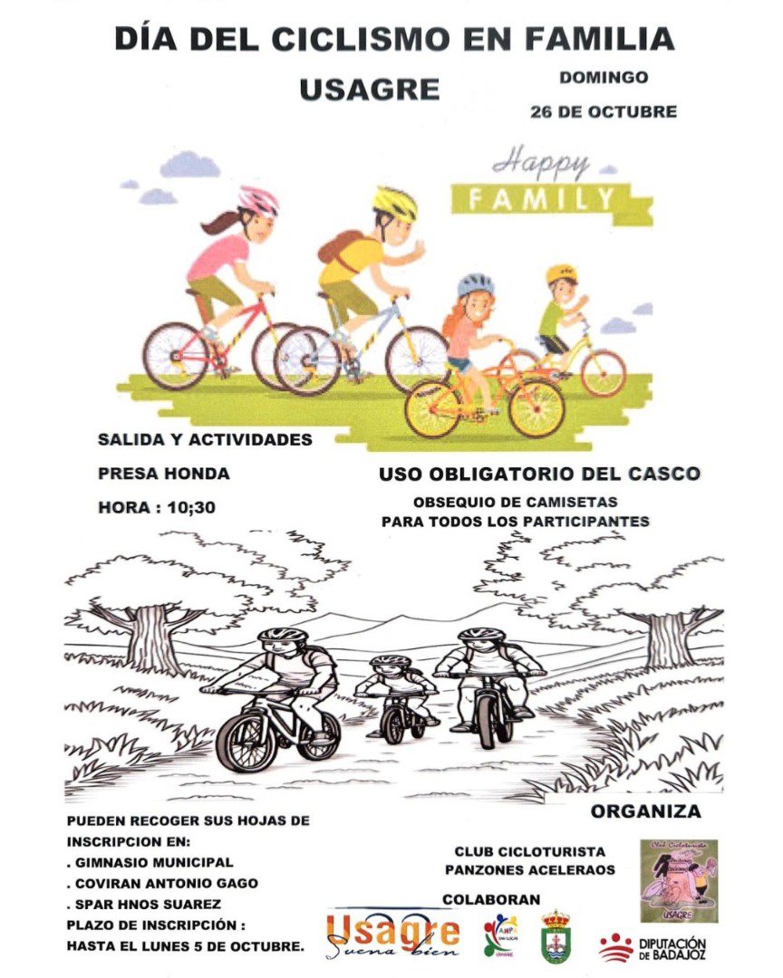 Usagre celebrará el Día del Ciclismo en Familia el próximo 26 de octubre