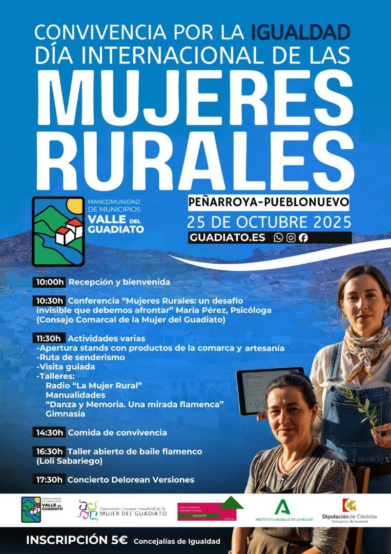 Peñarroya-Pueblonuevo acogerá la Convivencia por la Igualdad en el Día Internacional de las Mujeres Rurales