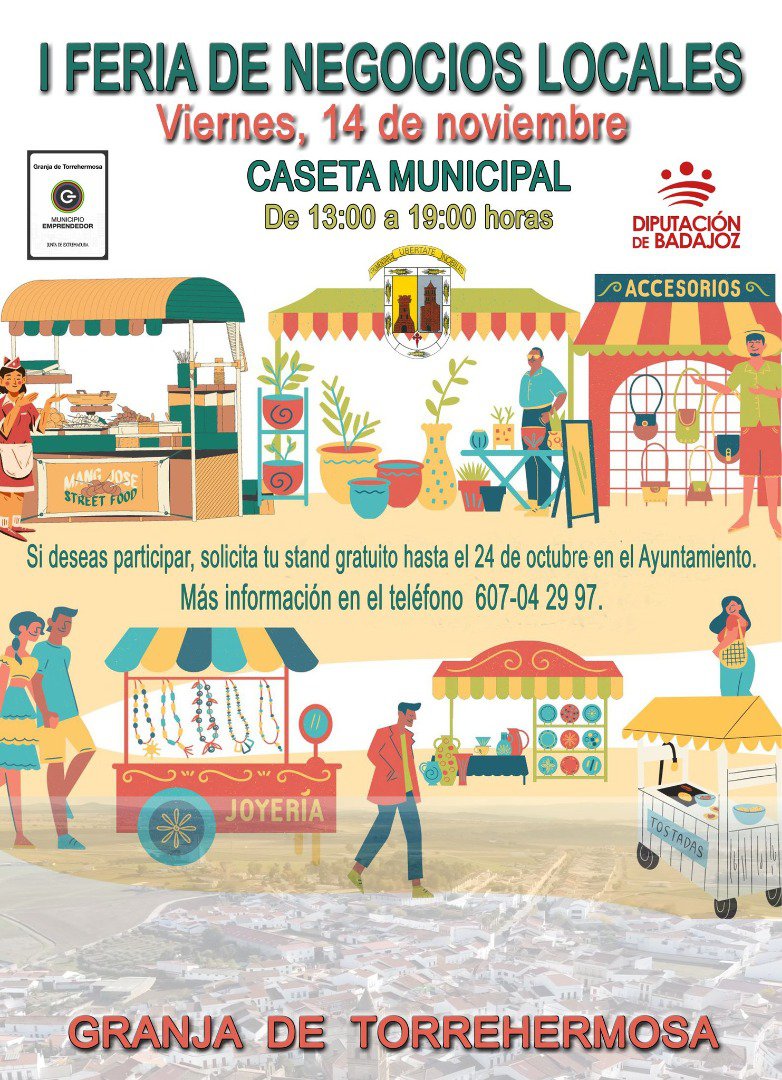Granja de Torrehermosa celebrará su I Feria de Negocios Locales el 14 de noviembre