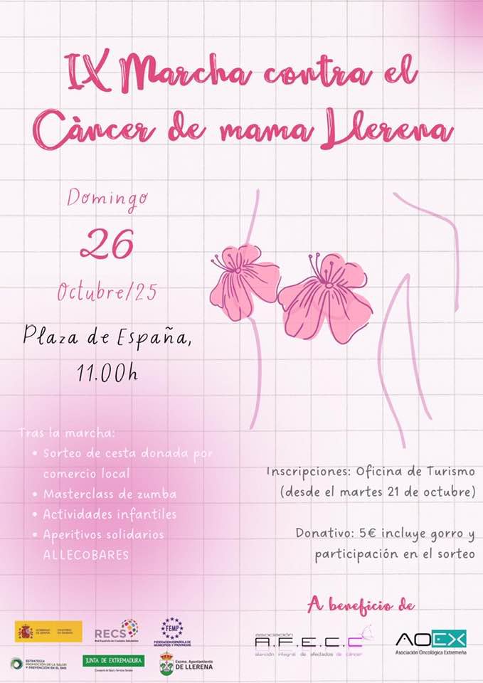 Llerena se viste de rosa con la IX Marcha contra el Cáncer de Mama