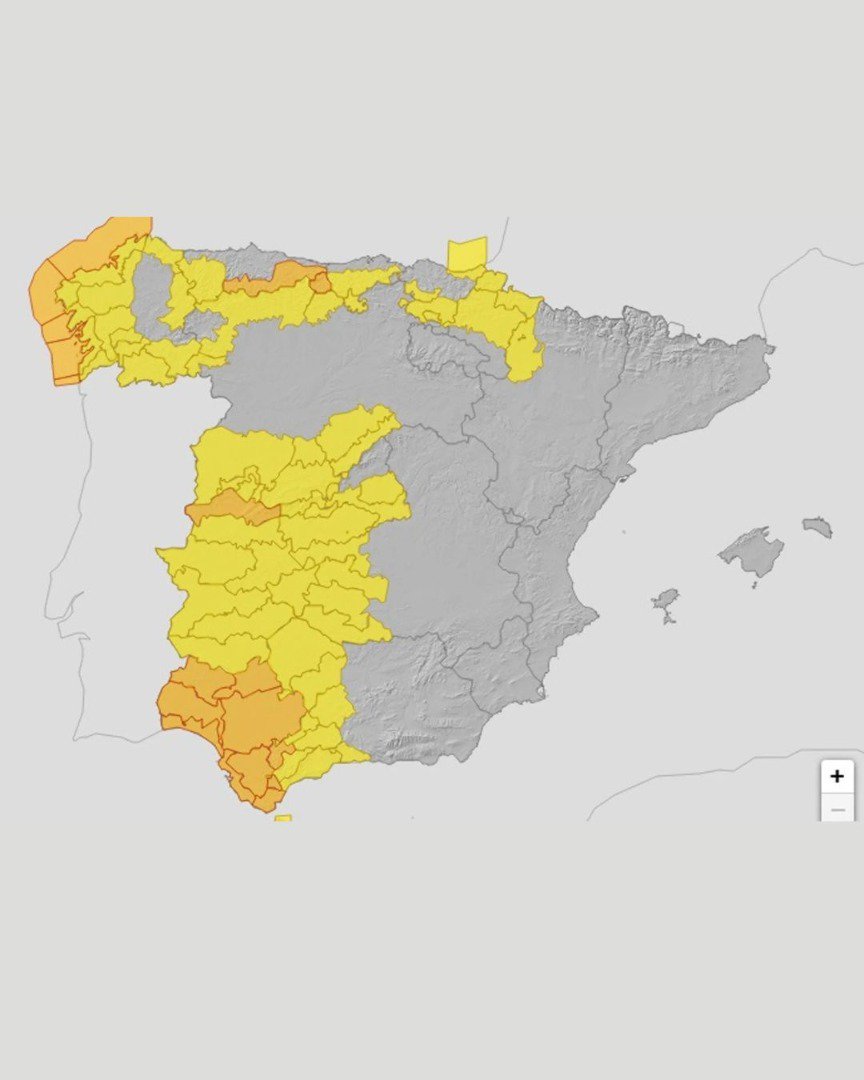 Alerta en el sur de Extremadura: lluvias y tormentas activan aviso de riesgo