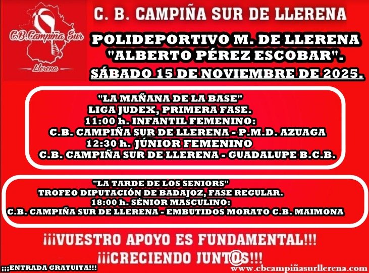 C.B. Campiña Sur de Llerena, agenda fin de semana 