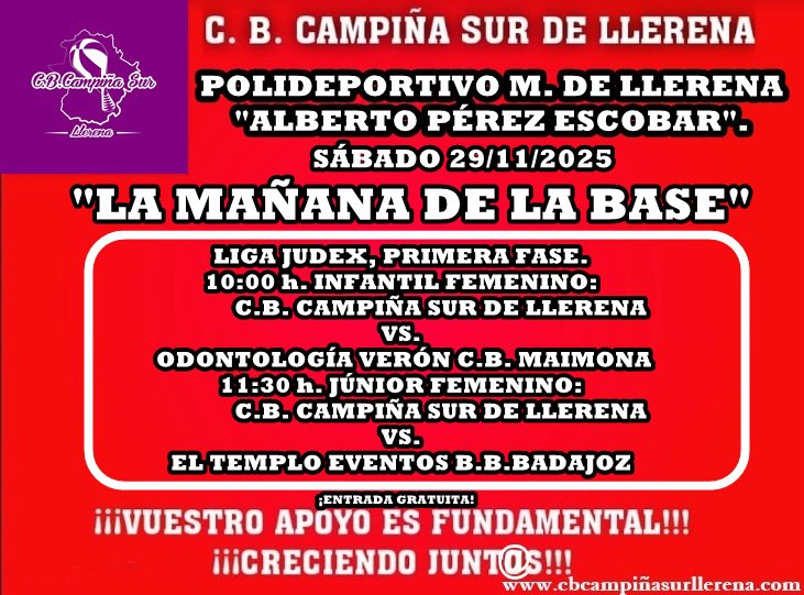 El C.B. Campiña Sur de Llerena afronta la séptima jornada de la liga JUDEX-FEXB