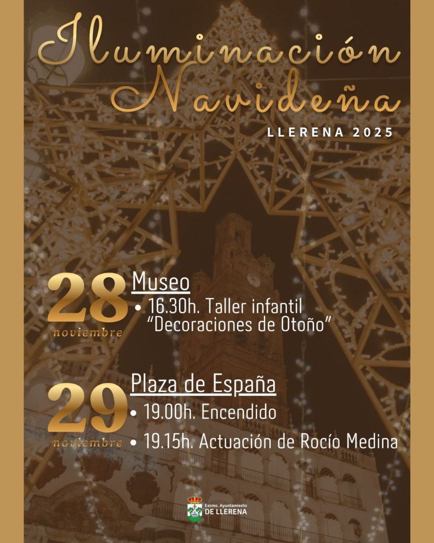 Llerena da la bienvenida a la Navidad 2025 con talleres infantiles, encendido oficial y la actuación de Rocío Medina