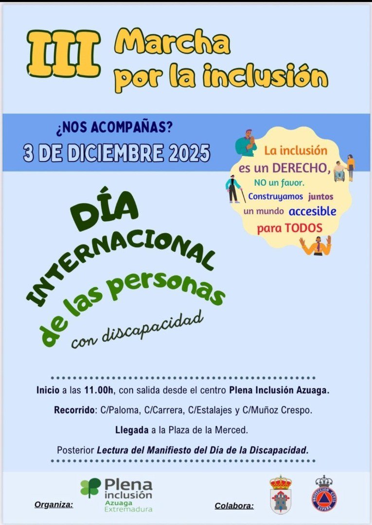 Azuaga celebra la III Marcha por la Inclusión en el Día Internacional de las Personas con Discapacidad