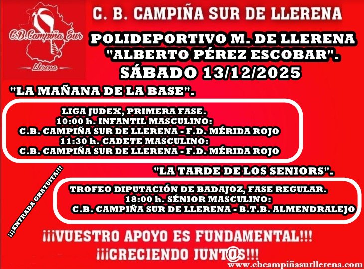 C.B. Campiña Sur de Llerena agenda fin de semana