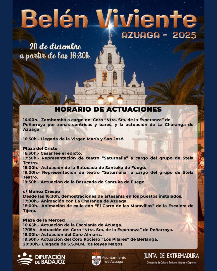 Azuaga se sumerge en la Navidad con su Belén Viviente 2025 lleno de música, teatro y tradición