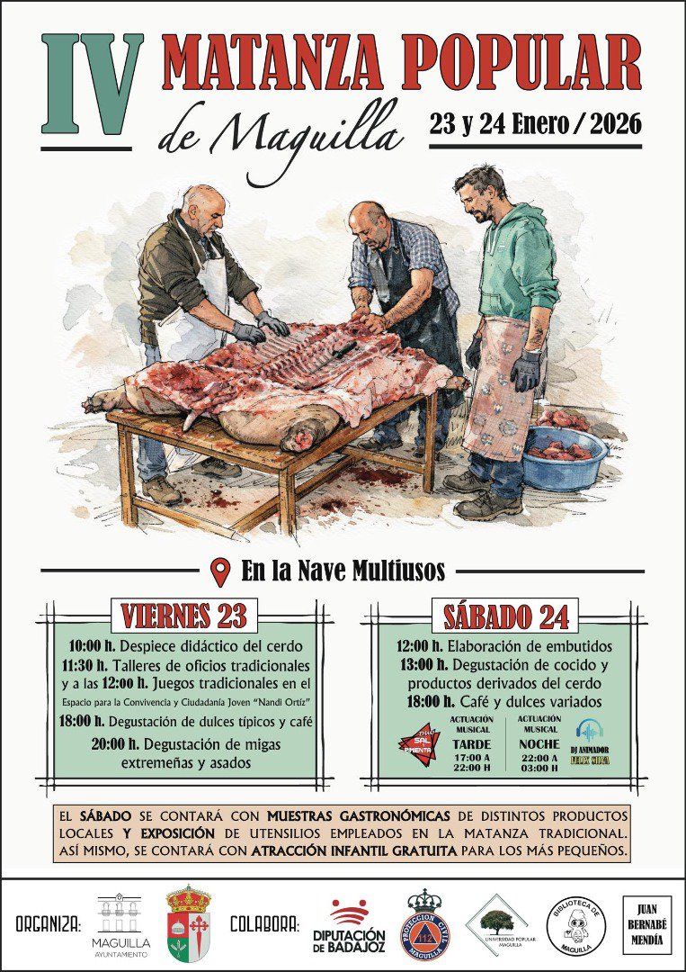 Maguilla celebra un doble fin de semana gastronómico con su Feria Gastronómica y la IV Matanza Popular