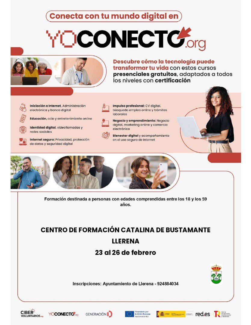 Llerena acoge un nuevo curso gratuito para mejorar las competencias digitales de la población adulta