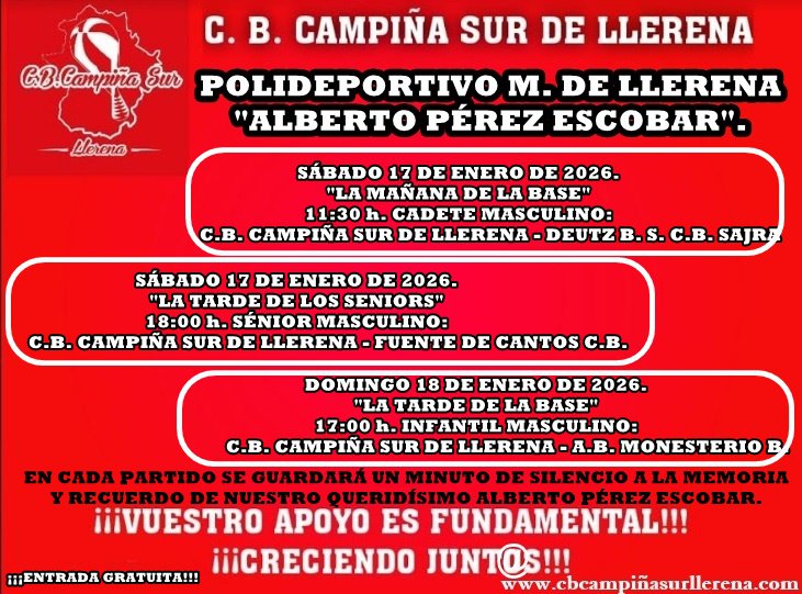 El C.B. Campiña Sur de Llerena vivirá un fin de semana de baloncesto y homenaje