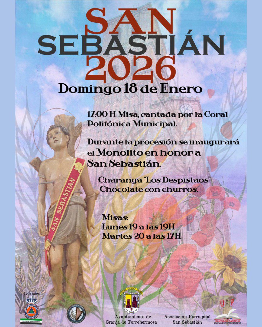 Granja de Torrehermosa celebrará San Sebastián 2026 el domingo 18 con misa, procesión e inauguración de un monolito
