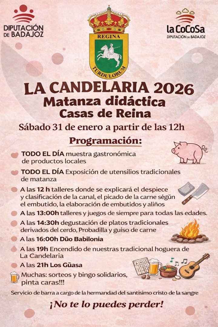 La Candelaria 2026 llenará Casas de Reina de tradición con una Matanza Didáctica y actividades para toda la familia