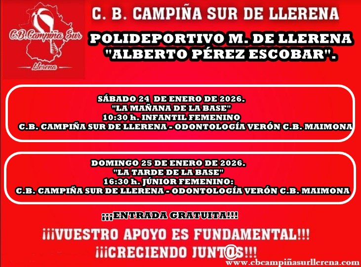 C. B. Campiña Sur de Llerena: convivencia minibasket benjamín, jornada JUDEX-FEXB y Trofeo Diputación de Badajoz sénior 2025/26