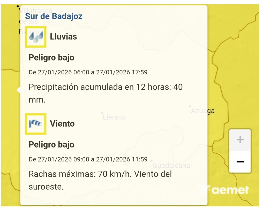 Extremadura continúa en aviso meteorológico durante las próximas horas