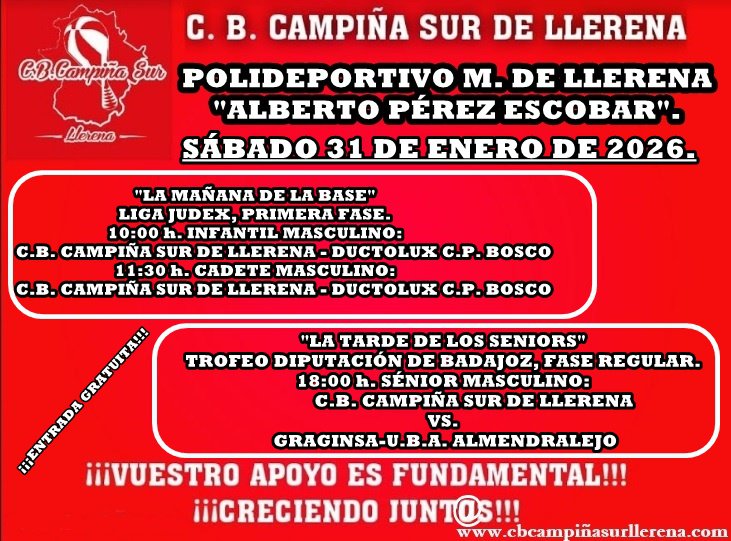 C. B. Campiña Sur de Llerena agenda fin de semana 