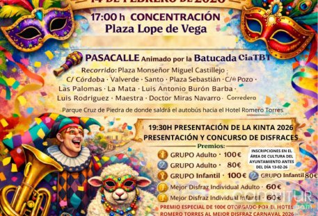 Fuente Obejuna se viste de fiesta el 14 de febrero con pasacalle, concurso de disfraces y música en directo