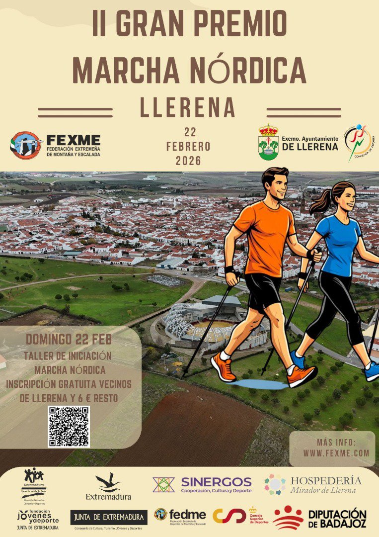 Llerena será sede del II Gran Premio de Marcha Nórdica el 22 de febrero de 2026