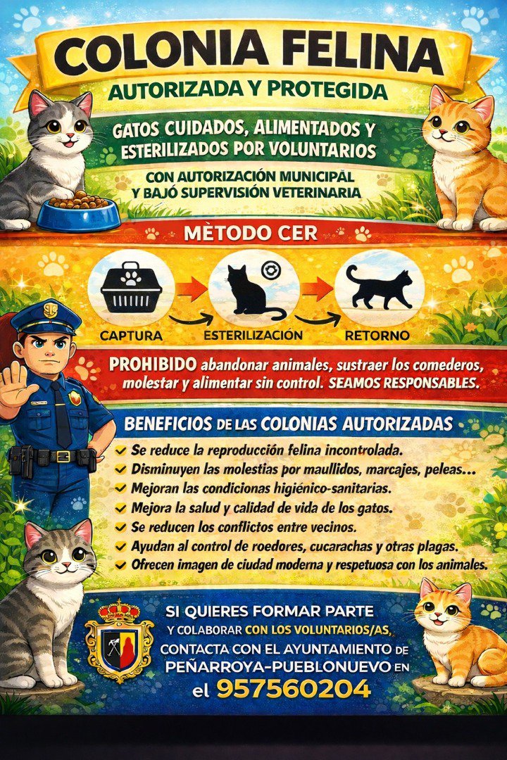 Peñarroya-Pueblonuevo impulsa una colonia felina autorizada y protegida con el método CER