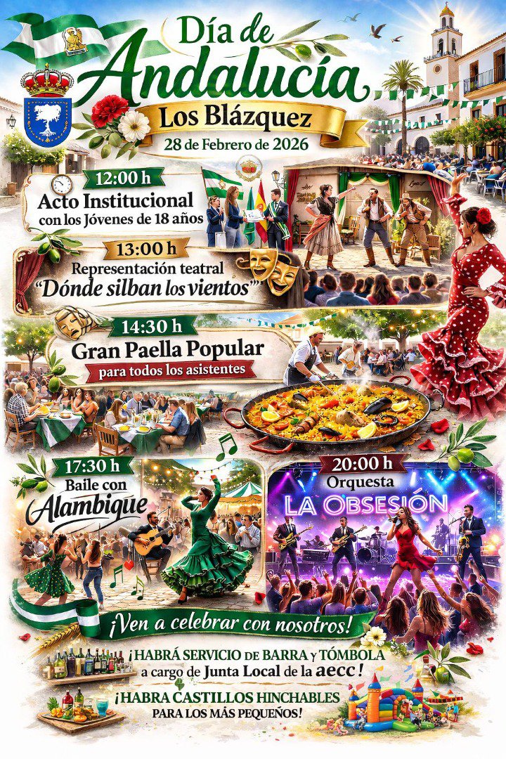 Los Blázquez celebrará el Día de Andalucía 2026 con teatro, paella popular y música en directo