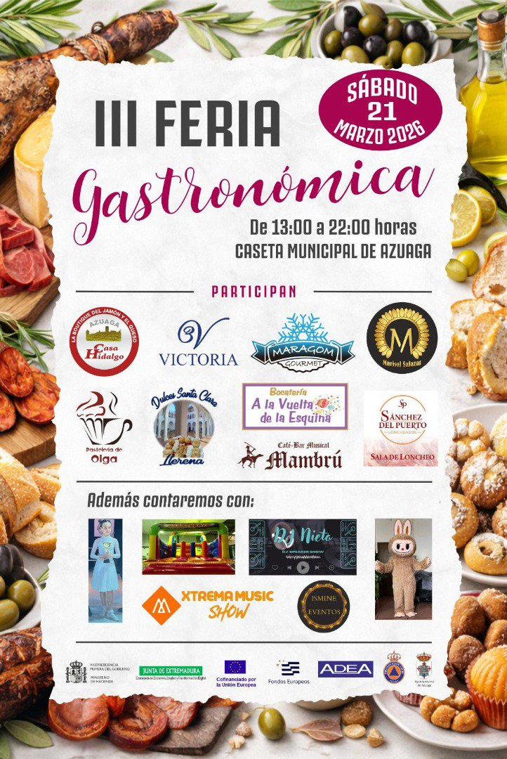 Azuaga calienta fogones para su III Feria Gastronómica el 21 de marzo de 2026