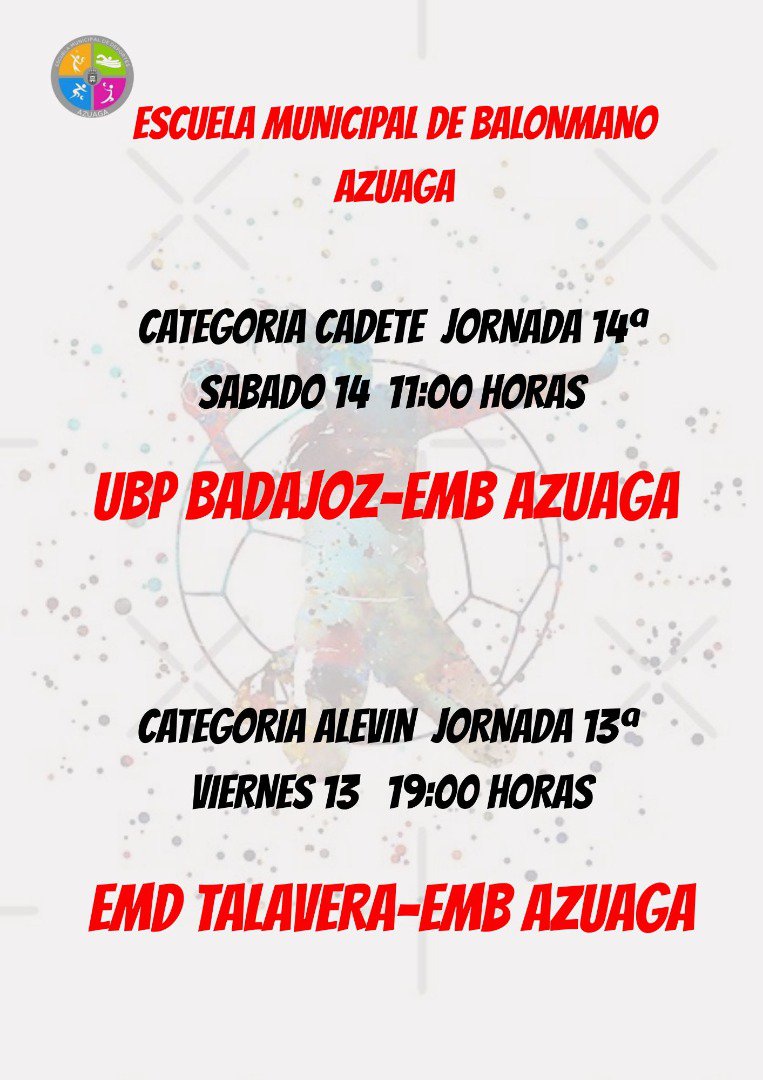 Azuaga afronta un intenso fin de semana deportivo con citas de fútbol y balonmano en varias categorías