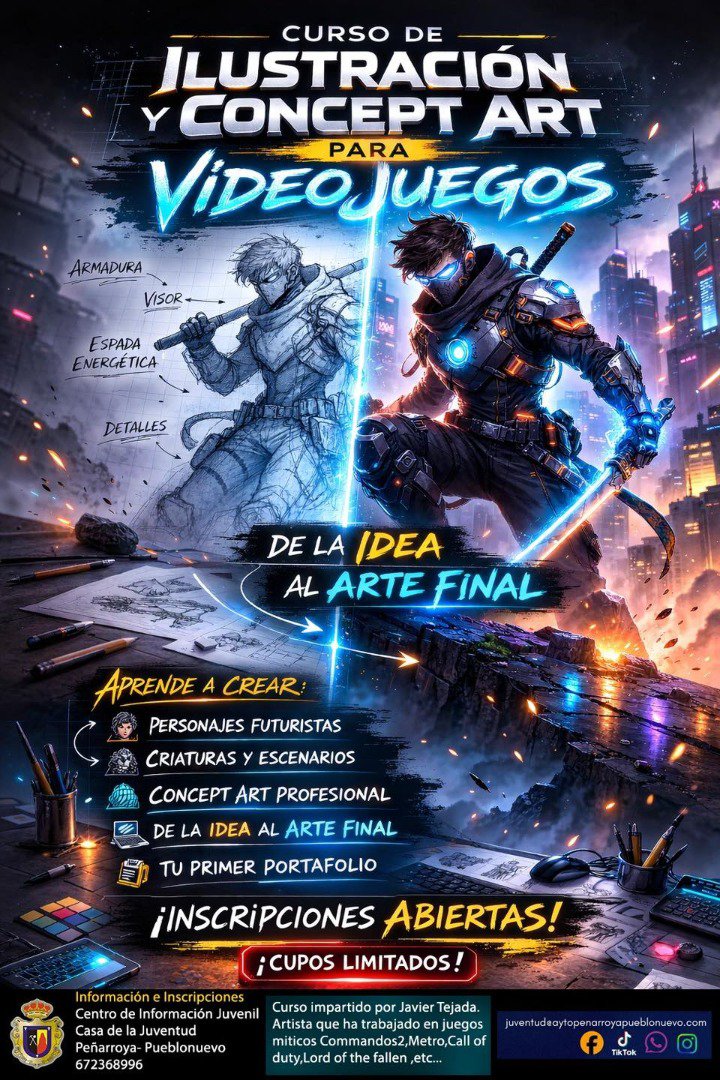 Peñarroya-Pueblonuevo impulsa un curso de ilustración y concept art para acercar a los jóvenes al mundo del videojuego