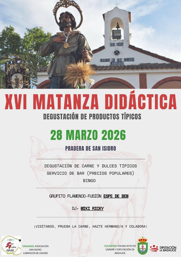 Usagre celebrará el 28 de marzo la XVI Matanza Didáctica en la Pradera de San Isidro