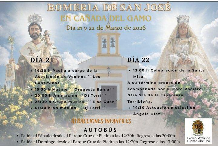 Cañada del Gamo celebra este fin de semana su tradicional Romería de San José con música, misa y actividades para todos los públicos