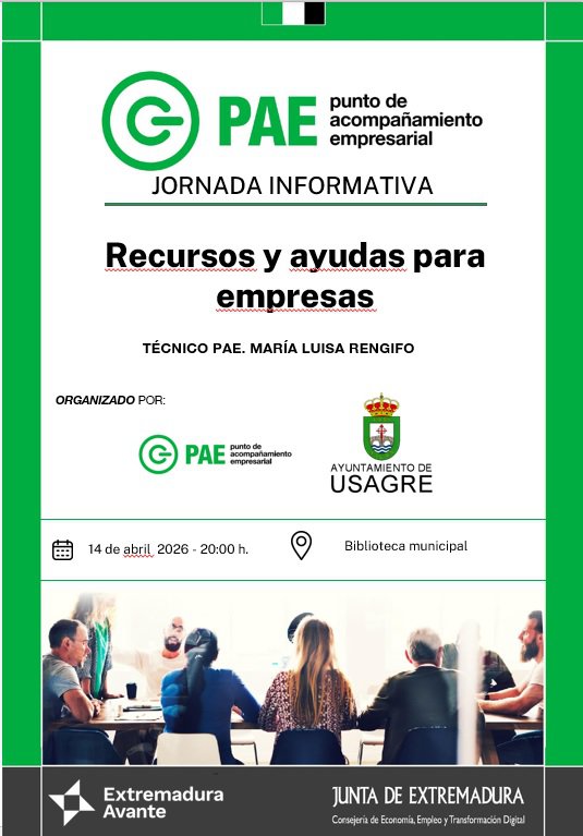 Usagre celebrará el 14 de abril una sesión informativa para empresas, autónomos y personas emprendedoras