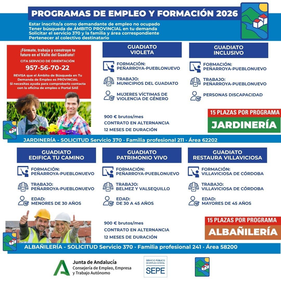 El Guadiato ofertará nuevos programas de empleo y formación