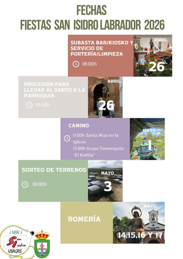 Usagre fija las fechas de San Isidro 2026