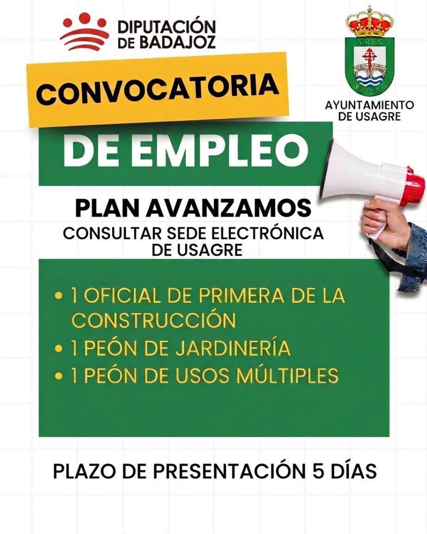 Usagre abre una bolsa de empleo temporal