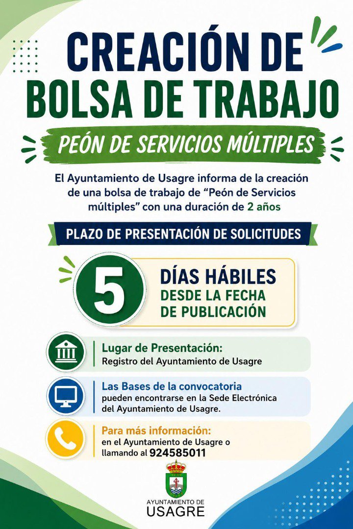 Usagre activa una nueva bolsa de empleo