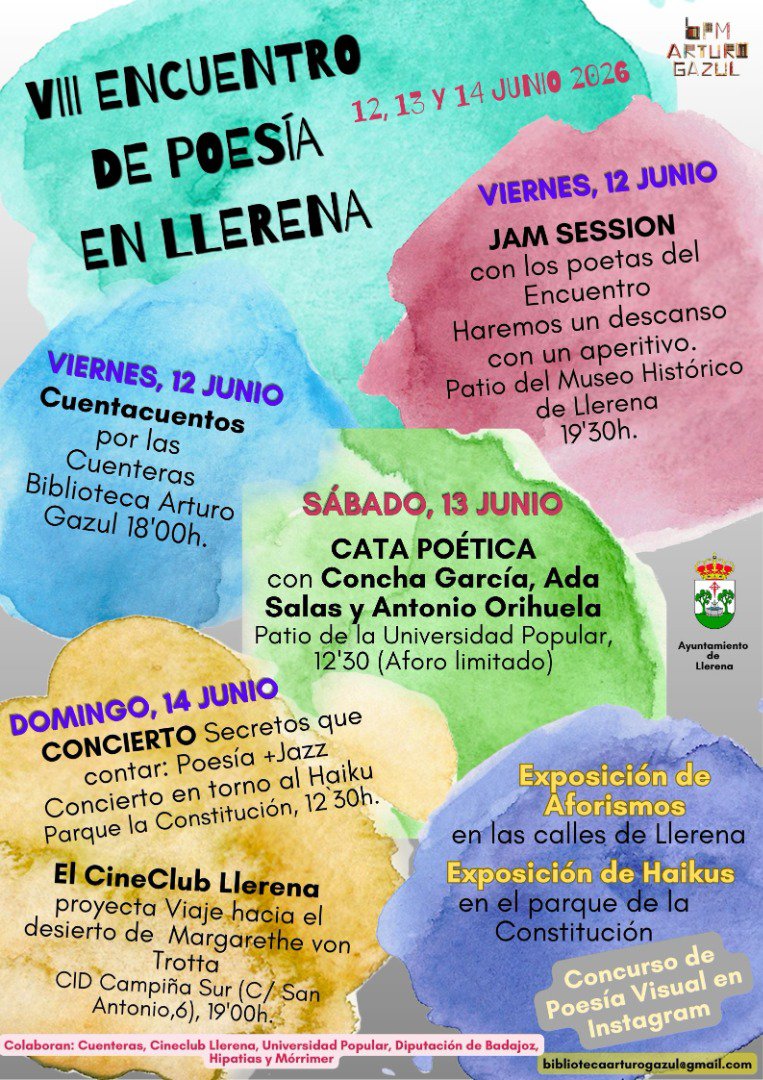 Concha García, Ada Salas y Antonio Orihuela protagonizan el VIII Encuentro de Poesía de Llerena junto a numerosos autores locales 