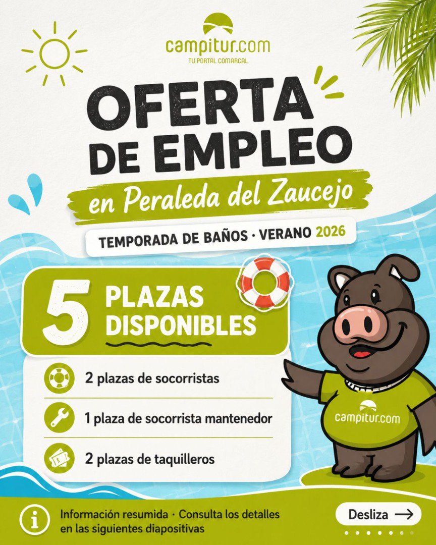 Peraleda del Zaucejo busca personal para la piscina