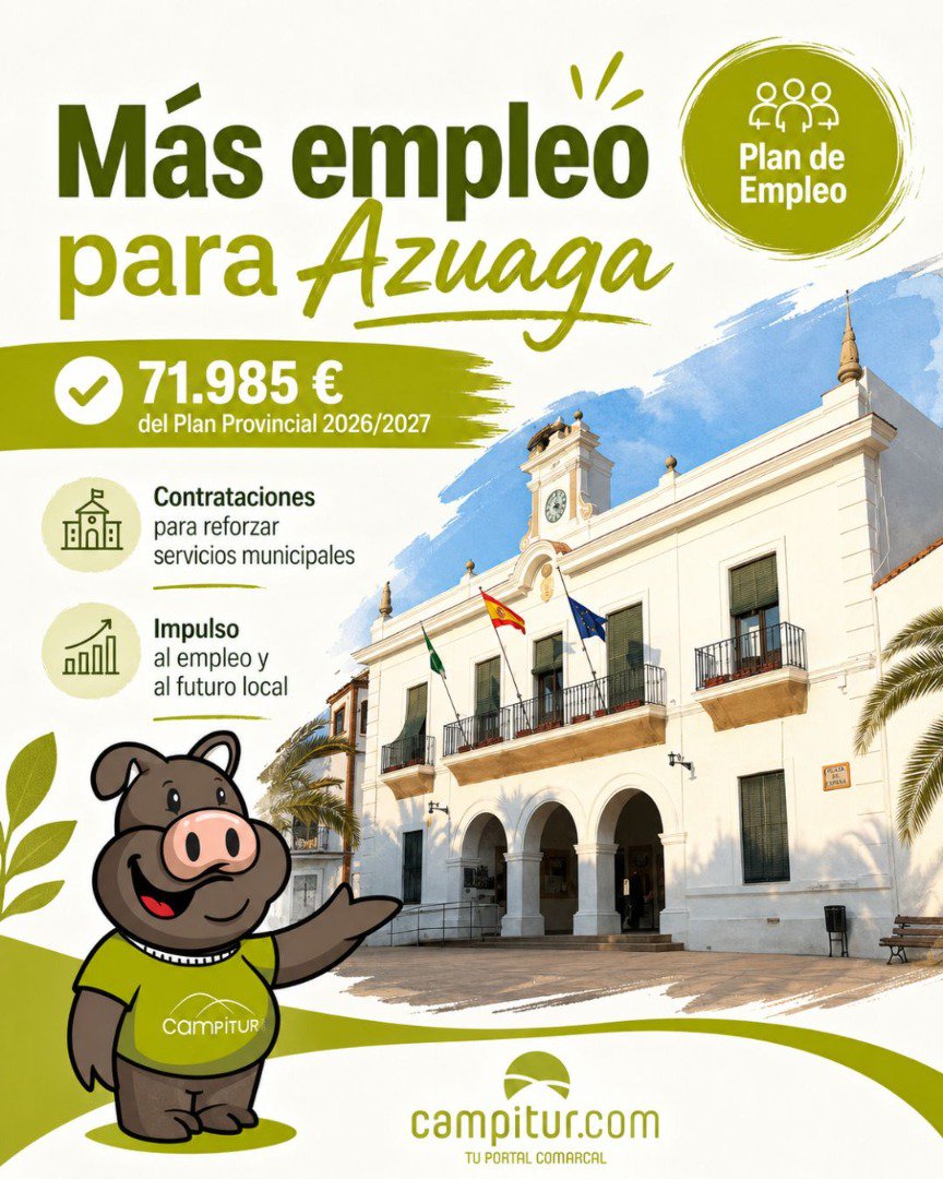 Azuaga recibirá cerca de 72.000 euros del nuevo plan de empleo