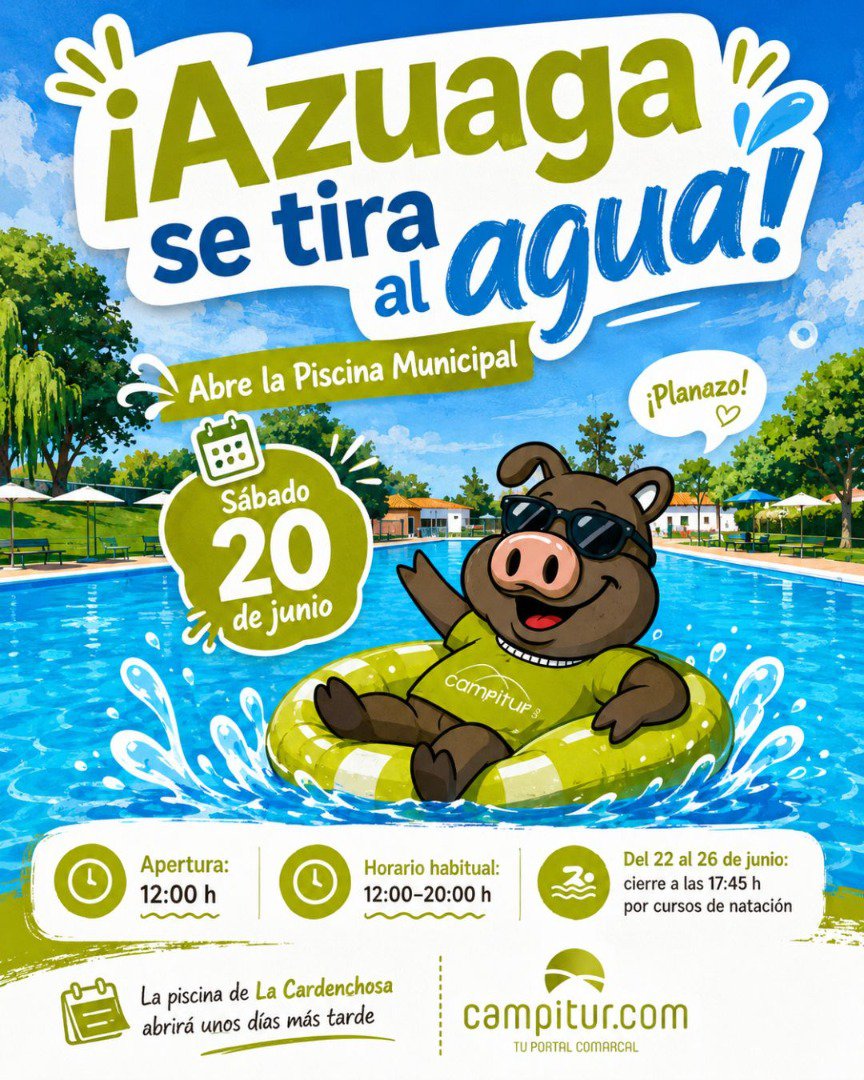 La piscina municipal de Azuaga abrirá el 20 de junio
